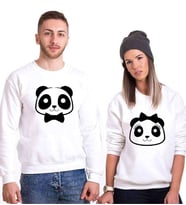 Tshirthane Panda Kurdele Papyon Sevgili Kombinleri Sweatshirt Kombini (Tek Ürün Fiyatıdır.)
