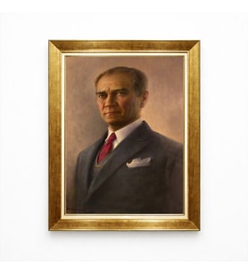 Tablore Atatürk Yağlı Boya Kanvas Tablo - Klasik Takım Elbiseli Atatürk Portresi - Lüks Dekoratif Tablo