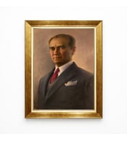 Tablore Atatürk Yağlı Boya Kanvas Tablo - Klasik Takım Elbiseli Atatürk Portresi - Lüks Dekoratif Tablo