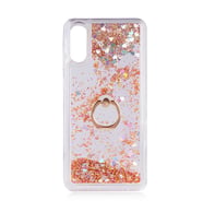 Galaxy A02 Kılıf Simli Yüzüklü Şeffaf Silikon (Gold)