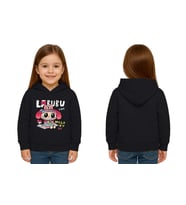 Unisex Baskılı Çocuk Swaetshirt Labubu Baskılı Kapüşonlu 3 İplik Şardonlu (Siyah)