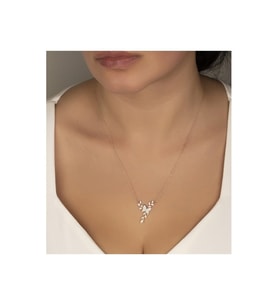 925 Ayar Gümüş Rose Daldaki Kelebek Kolye