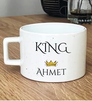 Kişiye Özel King Hediye Lüks Fincan Sevgiliye Hediye (Beyaz)