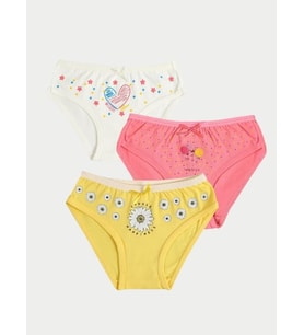 Kız Çocuk Kalp -Balon - Çiçek Desenli 3 'Lü Slip - 7-8 YAŞ / PEMBE