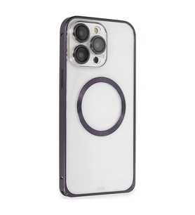 Joko Apple İphone 14 Pro Kılıf Metal Bumper Magneticsafe Kapak - Derin Mor