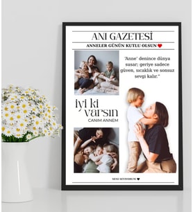 Kişiye Özel Anı Gazeteli Tablo, Anı Gazetesi Ahşap Çerçeveli Tablo, , Anneler Günü Özel , Sevgililer Gününe Özel