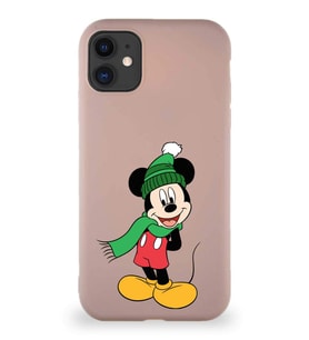 Apple iPhone 11 Soft Premier Kapak Mickey Mouse-G Tasarımlı Silikon Kılıf - Pudra (Şeffaf)