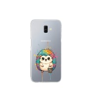 Samsung Galaxy J6+ Plus ile Uyumlu Splash Kirpi Tasarımlı Şeffaf Silikon Kılıf