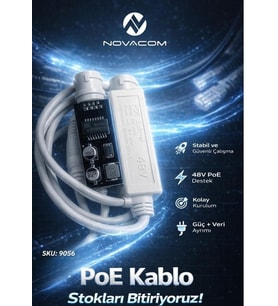 Novacom 9056 48V-12V 2 Amper PD4812 IP Poe Kartlı Splitter Kamera Kablosu (1,25-8Y/PH-2Y)