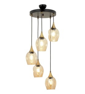 AVONNI AV-65234-5T-BSY Siyah Boyalı Modern Avize E27 Metal Cam 40cm