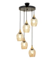 AVONNI AV-65234-5T-BSY Siyah Boyalı Modern Avize E27 Metal Cam 40cm