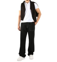 Dikiş Detaylı Çok Cepli Siyah Wide Leg Pantolon