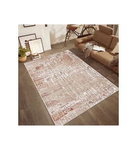 Rovigo Home Dijital Baskı Yıkanabilir Kaymaz Taban Salon Halısı RVG0465 (Kahverengi)