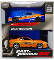 Jada 2001 Nissan Silvia 515 Brian's Toyota Supra 1/32 Model Araba