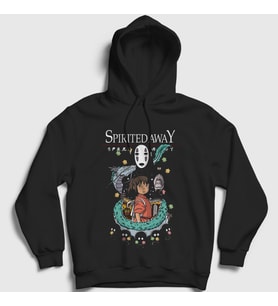 Presmono Unisex Siyah Poster Chihiro Spirited Away Kapüşonlu Sweatshirt 544597tt