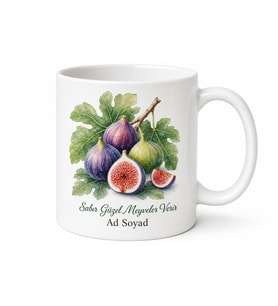 İncir Temalı Baskılı Kupa Bardak Hediye Özel Tasarım Porselen Mug
