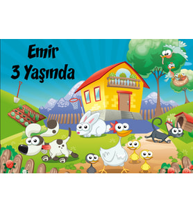 Çiftlik Temalı Doğum Günü Afişi 100x150 cm