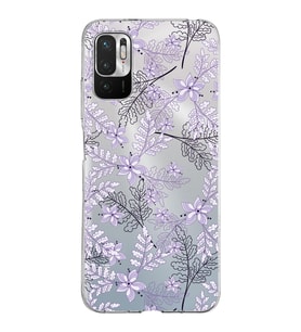 Xiaomi Redmi Note 10 5G Uyumlu Kapak Floral Lila Tasarımlı Şeffaf Silikon Kılıf