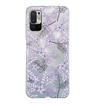 Xiaomi Redmi Note 10 5G Uyumlu Kapak Floral Lila Tasarımlı Şeffaf Silikon Kılıf