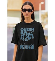 Queen Temalı Baskılı Unisex Tişört, Oversize Müzik Grubu Baskılı Tişört