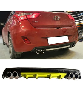 Hyundai i30 Sarı Difüzör Çiftli Yuvarlak Egzoz Görünümlü D Tip Difizör 2007 - 2021