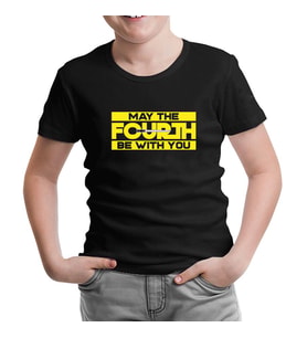 May the Fourth with Lightsaber Siyah Çocuk Tshirt