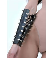 Çivi Detaylı Kol Takısı, Vücut Aksesuar Deri Harness - Brf1270 (Siyah)