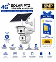 6MP Solar PTZ Çift Lensli 4G SIM Kartlı Kablosuz Güvenlik Kamerası + 12 Ay Turkcell Hat Hediye 4G_QR_S2