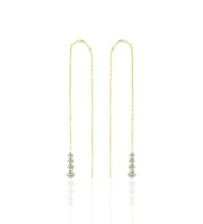 Gümüş altın yaldızlı zirkon taşlı Işıltılı Gümüş Zincir Küpe SGTL10418GOLD