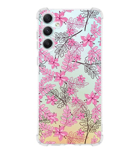 Samsung Galaxy A34 Uyumlu Köşe Korumalı Antişok Kapak Floral Pembe Tasarımlı Şeffaf Silikon Kılıf