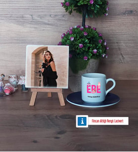 Ebe Fotoğraflı Dekoratif Taş, Ahşap Altlıklı Türk Kahvesi Fincanı Hediye (Model 4)
