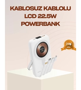 Manyetik Kablosuz Powerbank 22.5w Hızlı Şarj Lcd Ekranlı