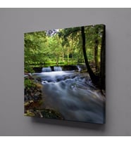 ORMANDA ÇAĞLAYAN AKARSU KANVAS TABLO 70x70cm (Karışık)