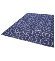Lacivert El Dokuma Halı Geometrik Desenli Salon Yatak Odası İçin Modern Eskitme Vintage Stil