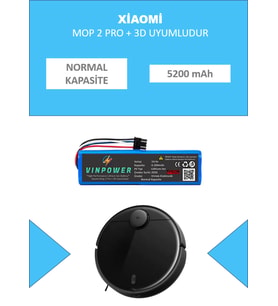 XIAOMI MOP 2 PRO + 3D  Robot Süpürge Uyumlu Batarya 5200 mAh