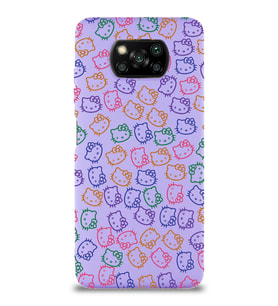 Xiaomi Poco X3 Pro Uyumlu Lansman Kılıf Hello Kitty Tasarımlı İçi Kadife Kapak-Lila (Şeffaf)