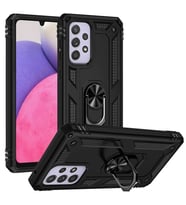 Samsung Galaxy A33 5G Uyumlu Kılıf Standlı Manyetik Yüzüklü Military Magnetic Ring Polycarbonate and TPU Case (Siyah)