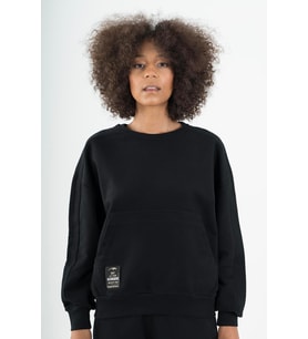 Maraton Oversize Kadın Kapüşonlu Siyah Sweatshirt