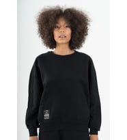 Maraton Oversize Kadın Kapüşonlu Siyah Sweatshirt