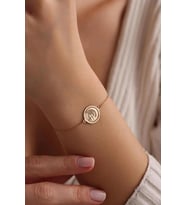 Kişiye Özel Tasarım Ay Üstünde Çift Kedi Bileklik 925K Gümüş (Gold)