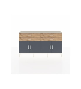Arges Konsol 2 Raflı 4 Çekmeceli 8 Kapaklı 176x30x99 Aytaşı-Antrasit/Çam