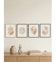 Tek Çizgi Sanatı Soyut Renklerle Minimalist Kadın Figürleri 4’lü Ahşap Çerçeveli Tablo Seti