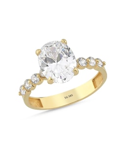 14 Ayar Oval Taşlı Tektaş Altın Yüzük 3.05 Gram