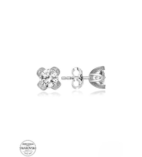 SWAROVSKİ TAŞLI  ZİRCONİA PIRLANTA MONTÜR TEK TAŞ 925 AYAR GÜMÜŞ KÜPE