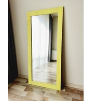 Dfn Wood Masif Ahşap Dikdörtgen Sarı Dekoratif Duvar Salon Ofis Boy Aynası