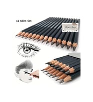 Kara Kalem Çizim Seti, Eskiz Kalem Seti, Dereceli Kalem Çizim Set, Eskiz Yapmak Ve Tonlama-12li (Çok Renkli)