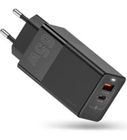 Kuulaa 65W Gan Hızlı Şarj Aleti Qc-Pd 3.0 Hızlı Macbook Pro Şarj Aleti (Siyah)