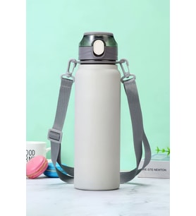 304 L Çelik Gri 800 ml Askılı ve Pipetli Matara Suluk cin411gr-8