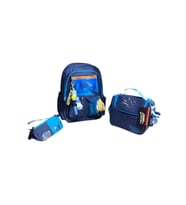 MUGGLE MU-2025 DEEP BLUE 3 BÖLMELİ SIRT ÇANTASI - BESLENME ÇANTASI - KALEM ÇANTASI 3'LÜ SET MAVİ