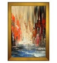 Soyut Şekiller Motifli Kanvas Tablo 50 x 70 cm Gold Çerçeve